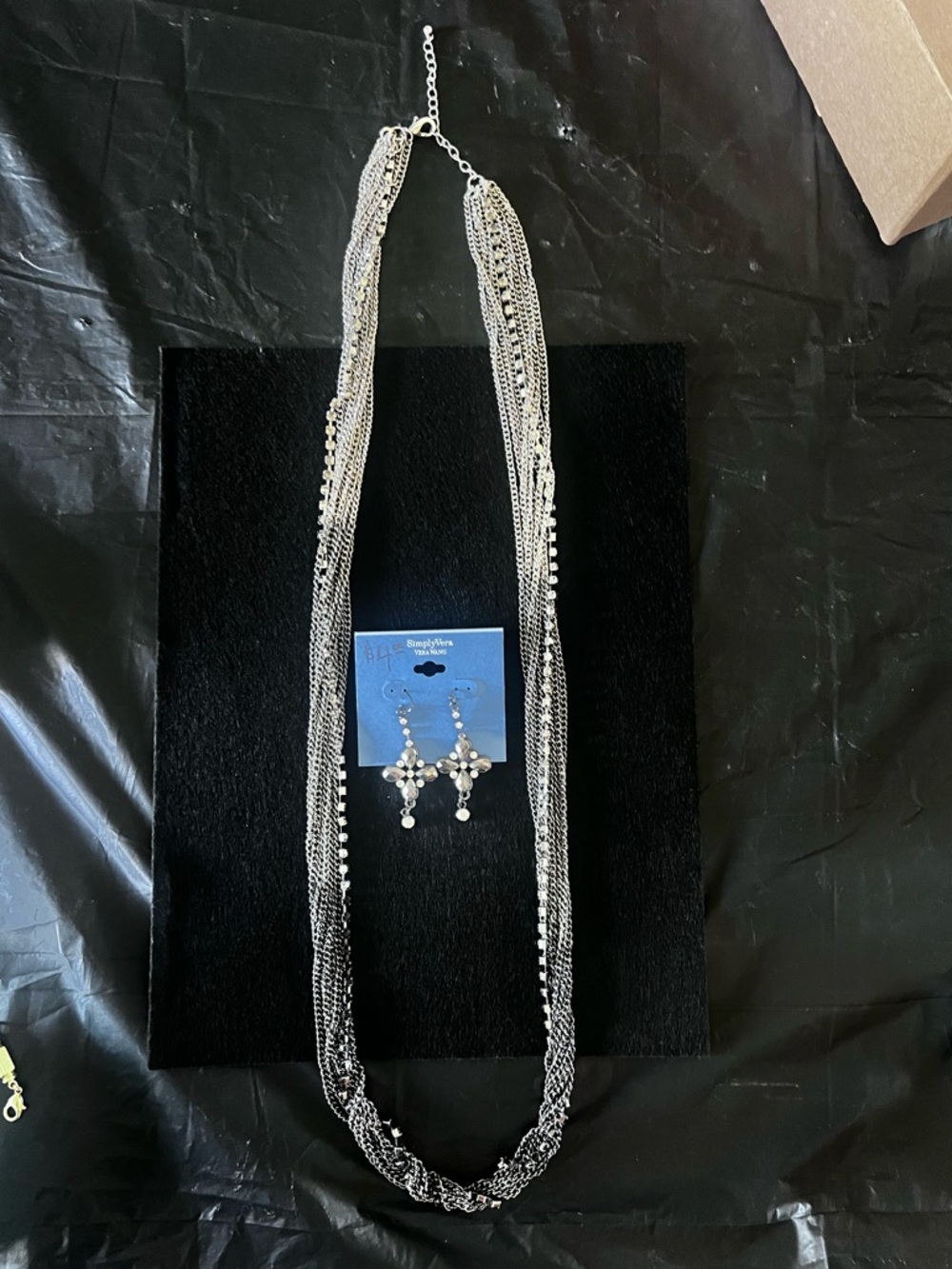 Ombré Multi-Strand Women's Necklace with Cross Dangle Earrings.